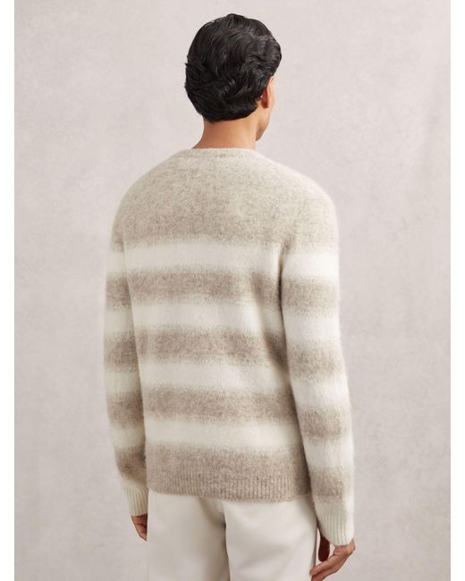 Reiss Natural Oatmeal & Wool-Alpaca Blend Stripe Jumper for men