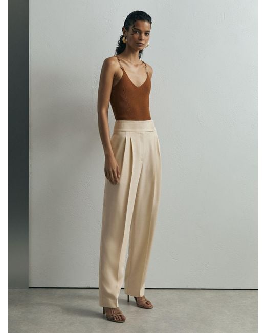 ATELIER Gray Woven Tapered Pleated Trousers