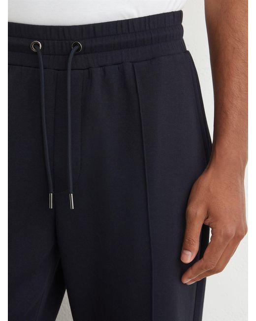 Reiss Blue Premium Interlock Straight-Leg Joggers for men