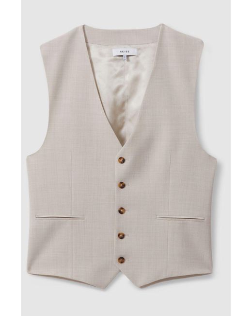 Reiss Brown W - Stone Belmont Slim Fit Single Breastedaistcoat for men