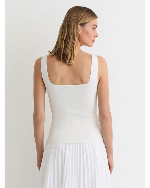 Reiss White Square-Neck Compact-Knit Vest