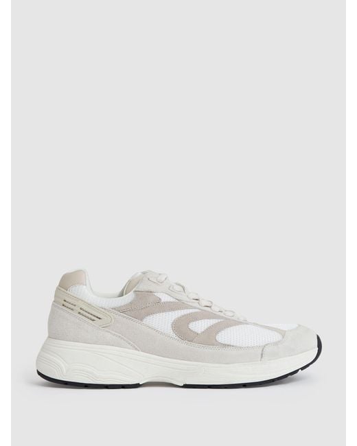Reiss White Off & Stone Panelled Running Trainers for men
