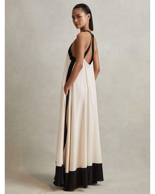 Reiss Natural Neutral & Relaxed Colourblock Maxi Dress