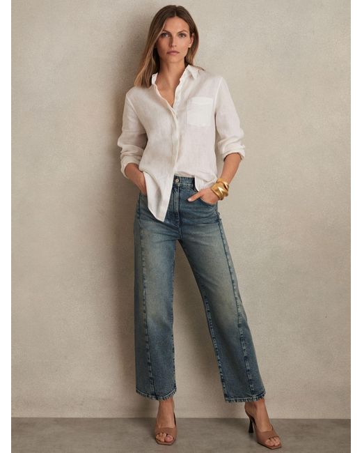 Reiss Multicolor Barrel-Leg Seam Jeans