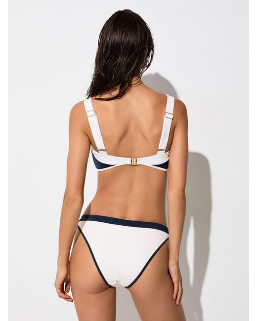 Reiss Blue Contrast Fixed-Side Bikini Bottoms