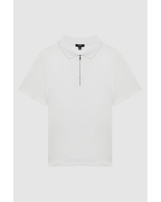 Reiss Belfry - White Mercerised Egyptian Cotton Polo Shirt, Uk X-large for men