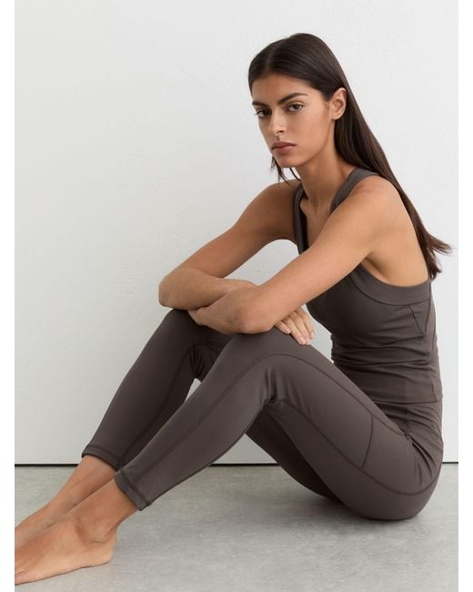 Reiss Gray V-Neck Cross-Back Sports Top