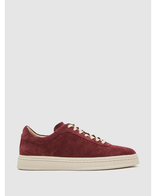 Reiss Blue Anders Perforated-Detail Trainers for men