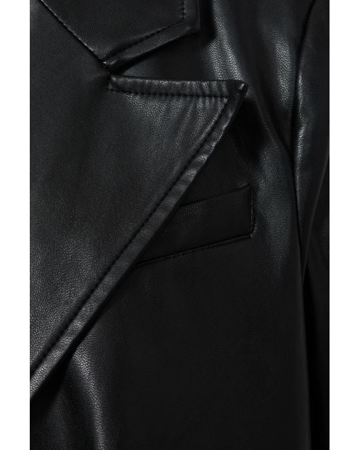 PAIGE Black Relaxed Faux Fur Leather Single Breasted Blazer