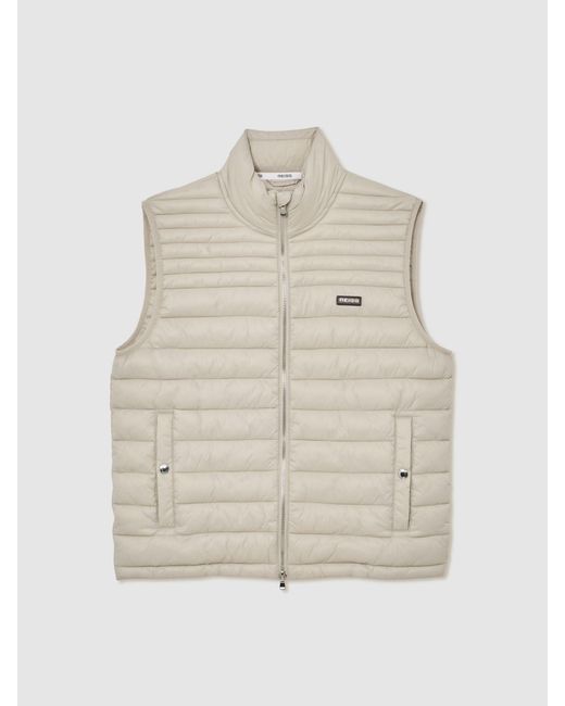 Reiss Gray Alpine - Light Stone Quilted Zip-through Gilet, M for men