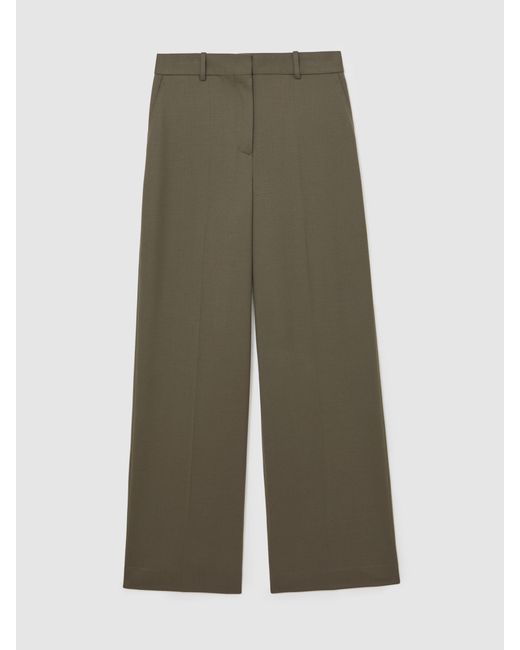 Reiss Natural Solene - Green Wool-blend Wide-leg Suit Trousers, Us 4 R