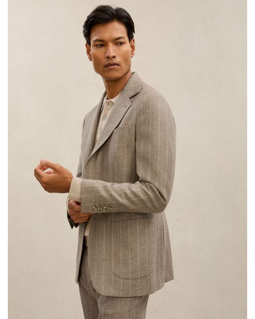 Reiss Natural Montepuliciano - Atelier Mocha Brown Atelier Wool Single-breasted Blazer Pinstripe Classic-fit, 44 for men