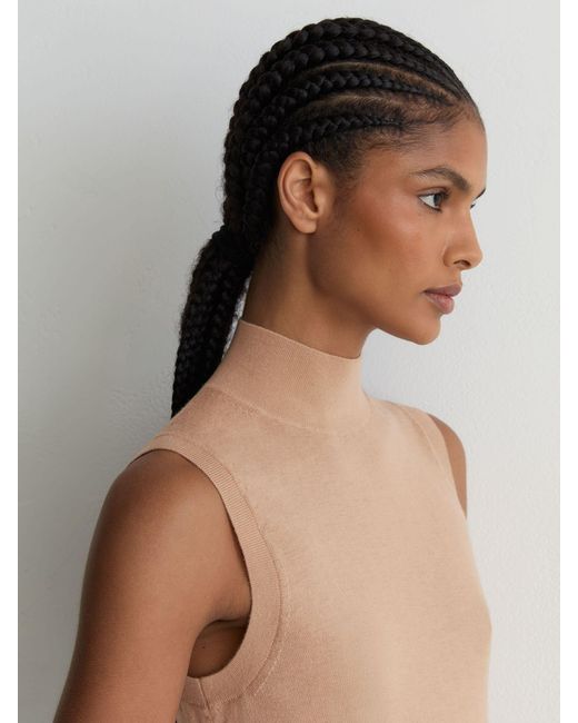 Reiss Black Merino Wool Funnel-Neck Sleeveless Vest