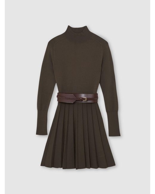 Reiss Black Knitted Belted Skater Mini Dress