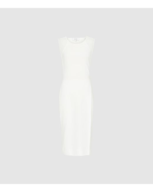 Reiss White Leila - Knitted Bodycon Dress