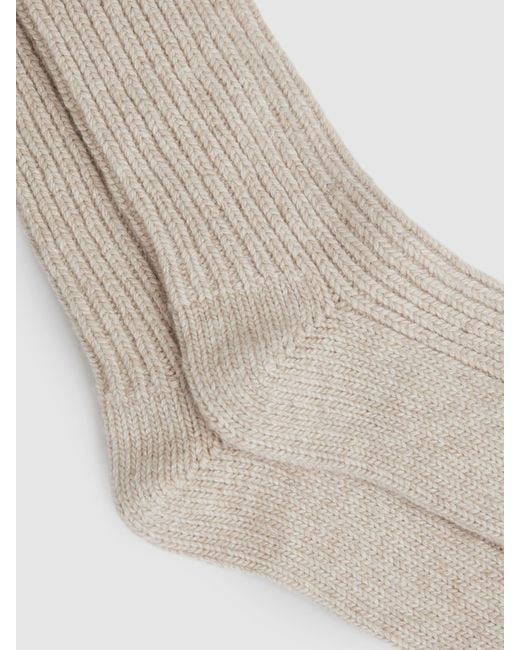 Reiss White Carmen Socks Wool Rib Knit