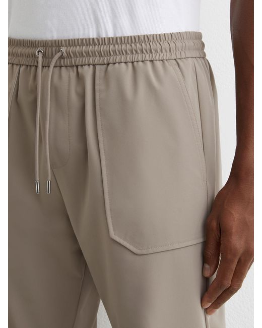 Reiss White Technical Cuffed Drawstring Trousers for men