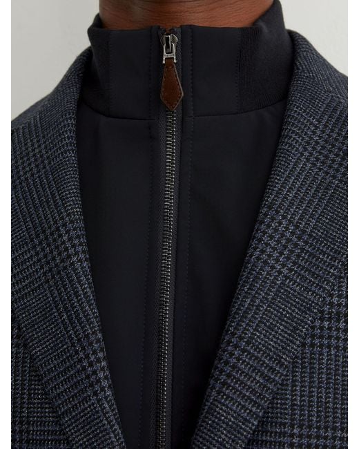 Reiss Blue Check Single-Breasted Blazer With Gilet Insert Tailored-Fit for men