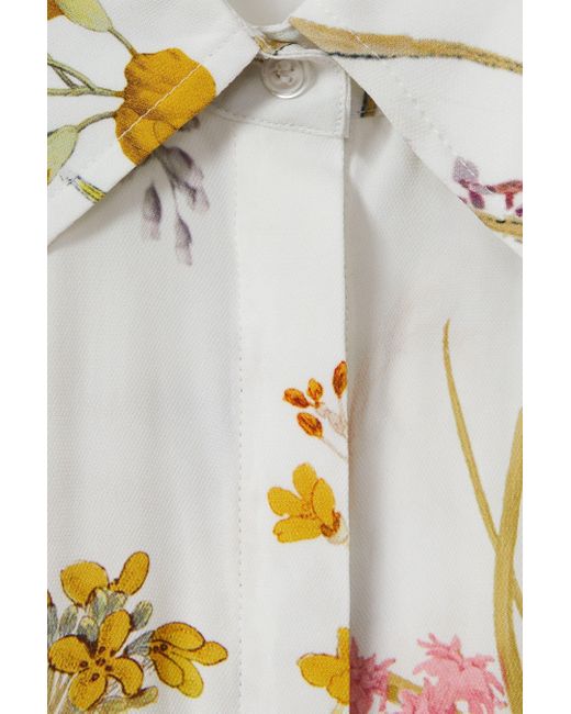 Reiss Brown Faye - Ivory Relaxed Floral Print Shirt