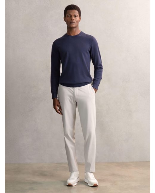 Reiss Blue Technical Stretch Relaxed Trousers for men