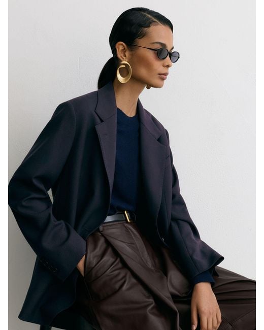 Reiss Blue Stretch-Twill Relaxed Single-Breasted Blazer