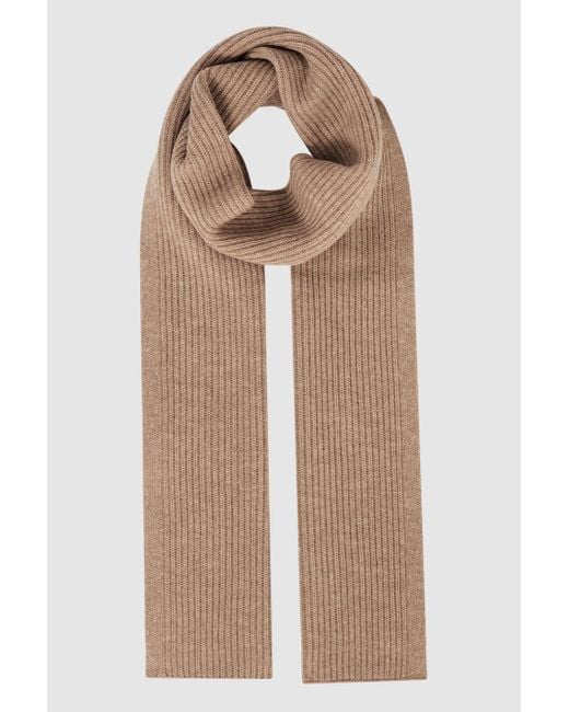 Reiss Natural Chesterfield - Camel Merino Wool Ribbed Scarf, One for men