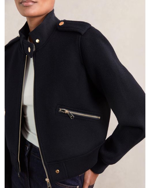 Reiss Blue Epaulette Bomber Jacket