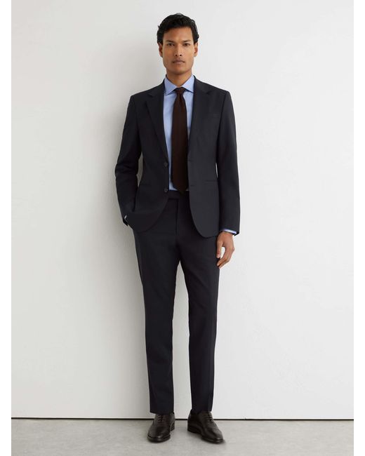 Reiss Blue Promise - Navy Tailored Fit Wool-blend Single-breasted Suit Blazer, 40 R for men