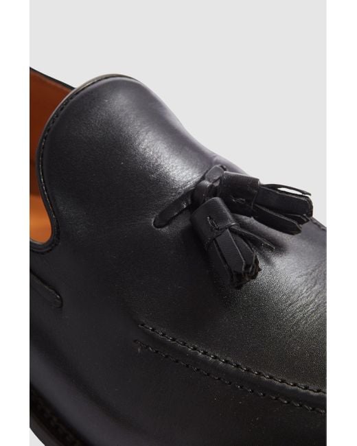 Reiss White Clayton - Black Leather Tassel Loafers, Uk 11 Eu 45 for men