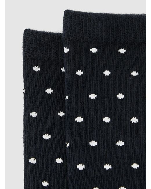 Reiss Black Dotty - Navy Cotton-blend Polka-dot Socks, Us 2 - 4
