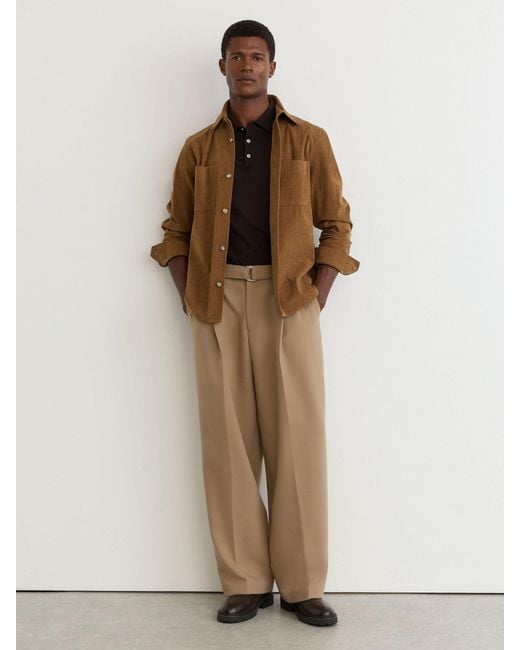 Reiss Brown Corduroy Twin-Pocket Overshirt for men