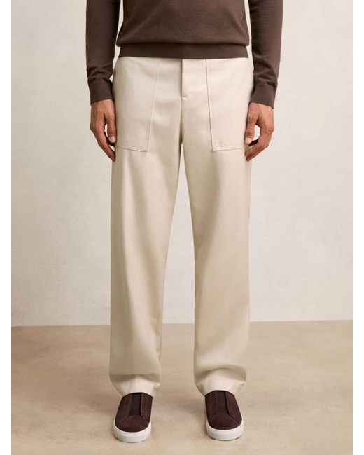 Reiss Natural Lyocell Cotton Wide Utility Trousers for men