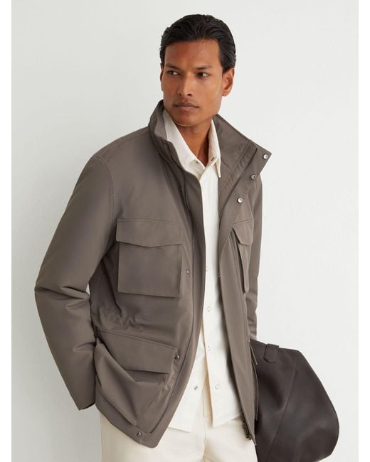 Reiss Gray Four-Pocket Hooded Jacket With Removable Gilet for men