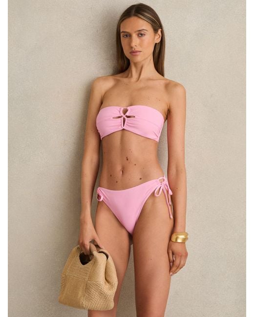 Reiss Pink Side-Tie Bikini Bottoms