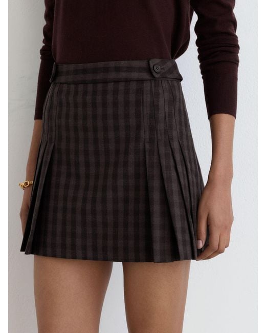 Reiss Black Wool Pleated Mini Skirt