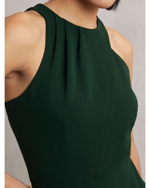 Reiss Green Ruffled Slash-Detail Maxi Dress