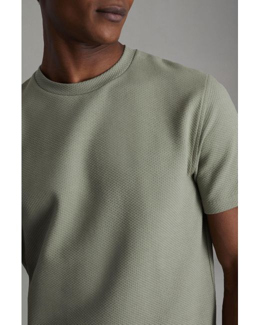 Reiss Green Cooper - Pistachio Slim Fit Honeycomb T-shirt, M for men