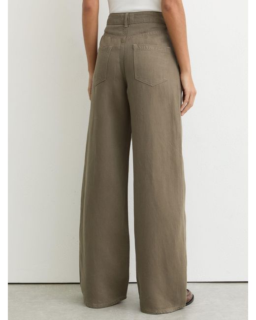 Reiss Multicolor Carmen - Khaki Green Lyocell-linen Wide-leg Trousers, Us 10 L