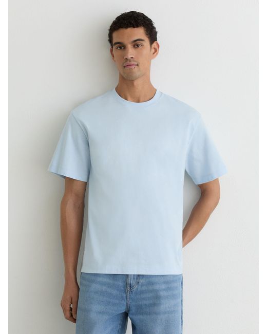 Reiss Blue Cotton Pigment-Dyed Relaxed-Fit T-Shirt for men