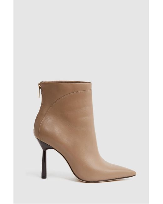 Reiss Brown Lyra - Camel Signature Leather Ankle Boots, Uk 4 Eu 37