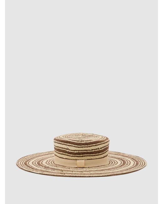 Reiss White Tatiana - Natural Straw-effect Striped Sun Hat, S-m (us 4-10)