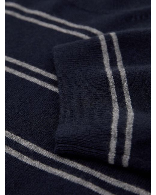 Reiss Blue Wool-Blend Striped Knit Top With Cashmere