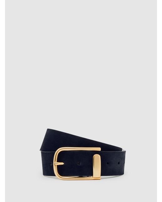 Reiss Black Iyla Leather Half Keeper Belt