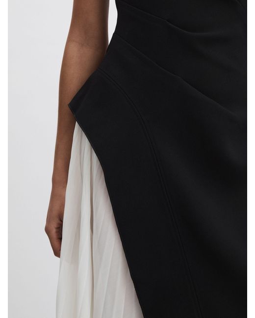 Acler Cream Midi Dress With Contrast Skirt in White | Lyst