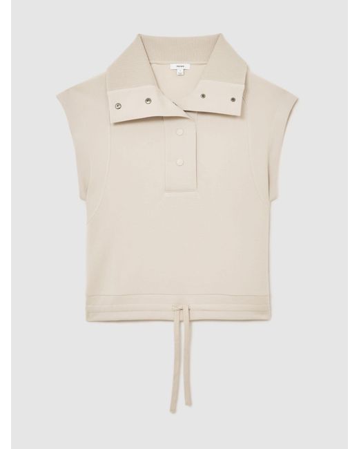 Reiss Natural Premium Interlock Sleeveless Collared Top