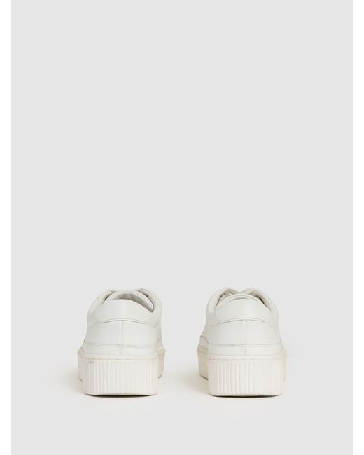 Reiss White Grained Leather Platform Trainers