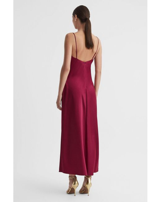 Significant Other Red Cowl Neck Satin Maxi Dress