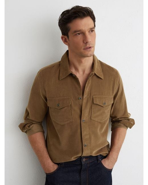 Reiss Brown Corduroy Twin-Pocket Overshirt for men