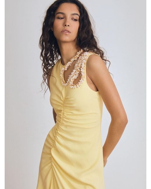 Reiss Yellow Elizabeth Atelier Embellished Shoulder Maxi Dress