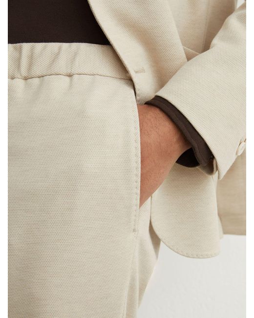 Reiss Natural Tailored Fit Textured Jersey Drawstring Suit Trousers for men